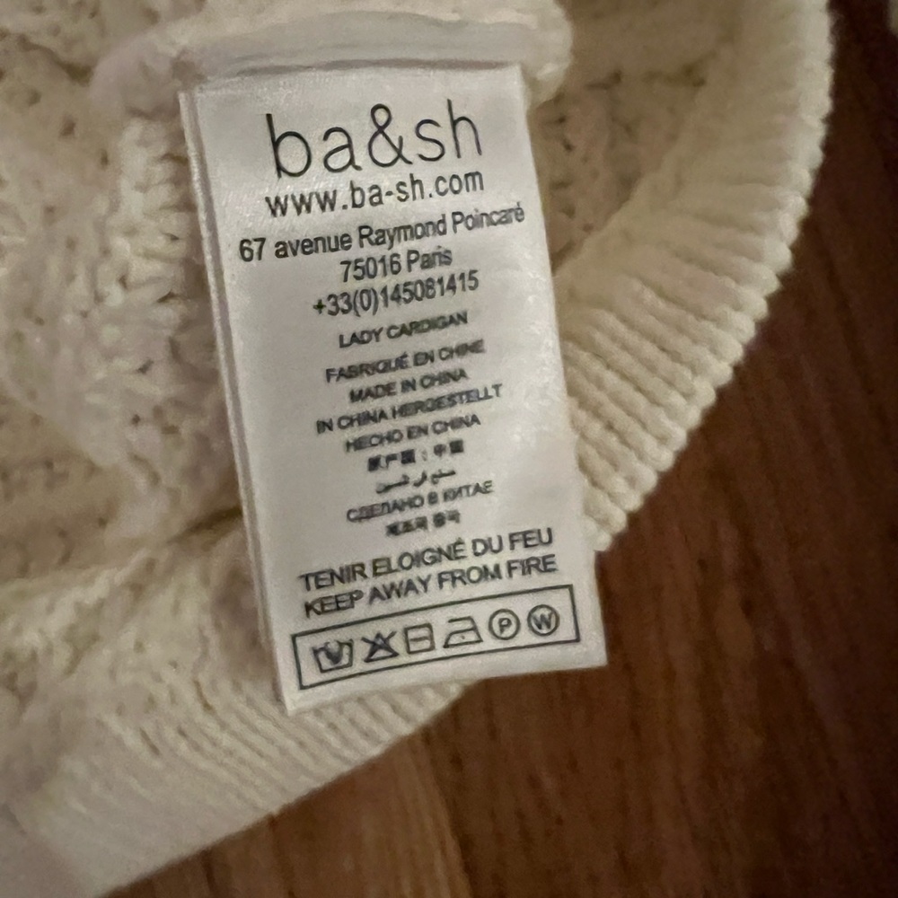 Ba&sh Gaspard Knitted Cardigan Sweater in Ivory Size 1/Small NWOT - Picture 11 of 13